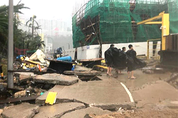 Damaged EVA road along the seafront area